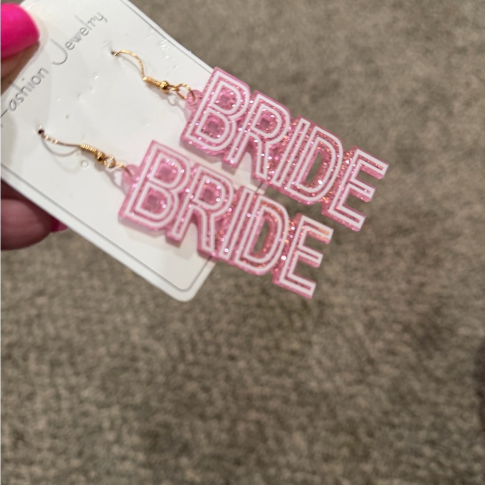 Chic Pink Bride Earrings, BRIDE